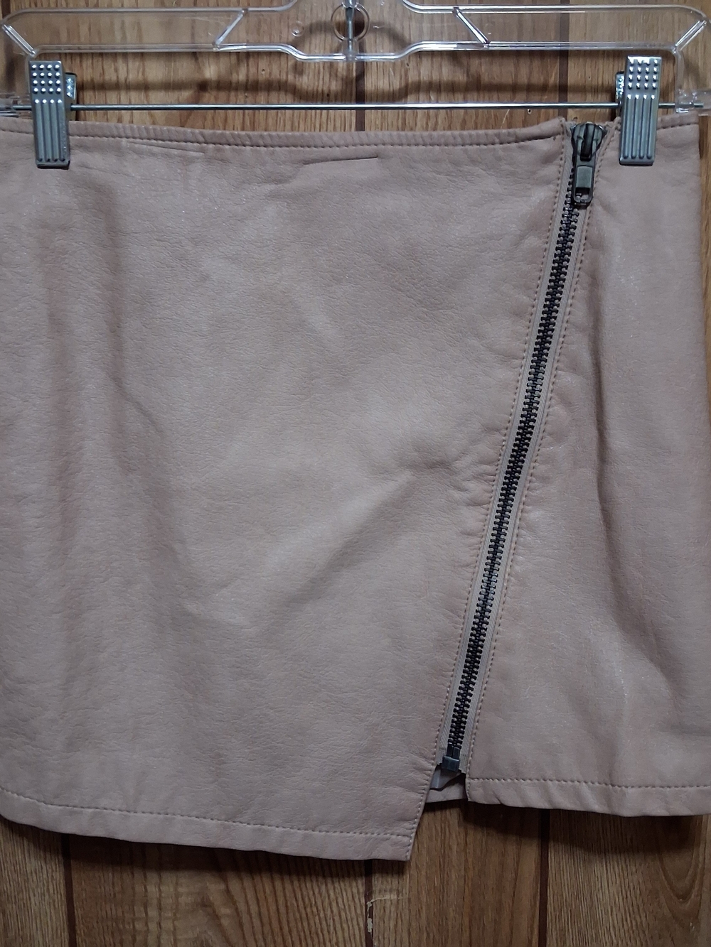 Beige Vegan Leather Asymmetrical Skirt Zup Front 6 Festival Special Occasion